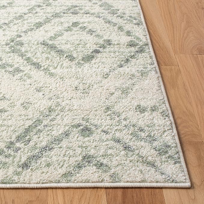 SAFAVIEH Adirondack Collection Area Rug - 10' Round, Ivory & Green, Geometric Design, Non-Shedding & Easy Care, Ideal for High Traffic Areas in Living Room, Bedroom, Dining (ADR131X-10R)
