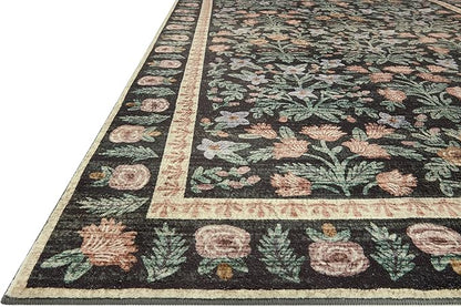 Loloi Rifle Paper Co. Eden Collection EDE-02 Mughal Garden Black 2'-0" x 5'-0" Accent Rug feat. CloudPile™