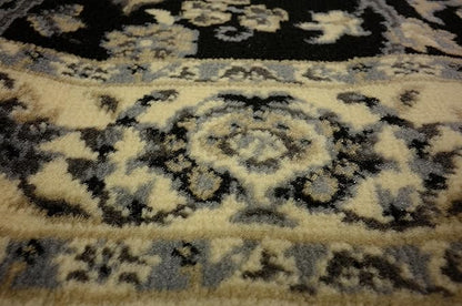 Unique Loom Sialk Hill Collection Area Rug - Washington (2' 11" x 16' 5" Runner Black/Gray)