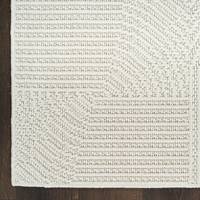 Nourison Home Textured Home Ivory 2'3" x 7'6" Area Rug - Easy Clean, Non Shedding, Bed Room, Living Room, Dining Room, Kitchen (8' Runner)