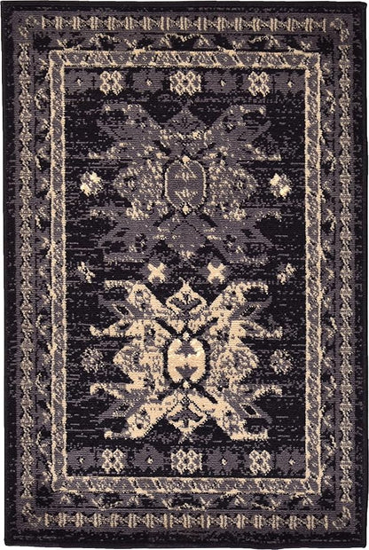 Unique Loom Taftan Collection Border Geometric Tribal Inspired Design Area Rug (2' 2 x 3' 0 Rectangular, Black/ Gray)