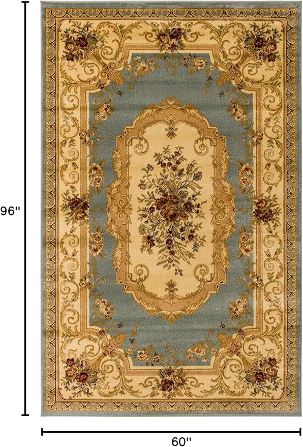 Rugs.com Chateau Collection Rug – 5' x 8' Light Blue Medium Rug Perfect for Bedrooms, Dining Rooms, Living Rooms