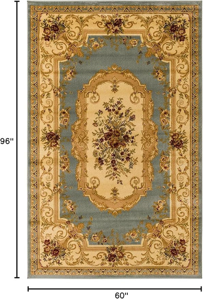 Rugs.com Chateau Collection Rug – 5' x 8' Light Blue Medium Rug Perfect for Bedrooms, Dining Rooms, Living Rooms