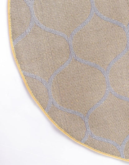 Rugs.com Lattice Frieze Collection Rug – 5' Round Yellow Medium Rug Perfect for Kitchens, Dining Rooms