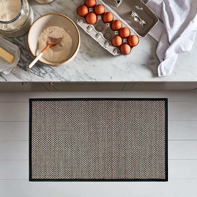 Artoid Mode Washable Non Skid Kitchen Rugs and Mats Doormat, Absorbent Door Mat Rugs for Kitchen Floor Front of Sink Hallway Black 17x29 Inch