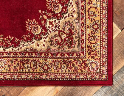 Unique Loom Reza Collection Traditional Persian Style Area Rug, 9 ft 10 in x 13 ft, Burgundy/Ivory