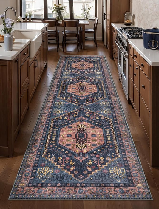 Ciicool Washable Runners Area Rug for Hallways, Ultra Soft 2x8ft Boho Runner Non-Slip Vintage Oriental Long Carpet for Kitchen Bedroom Laundry Bathroom