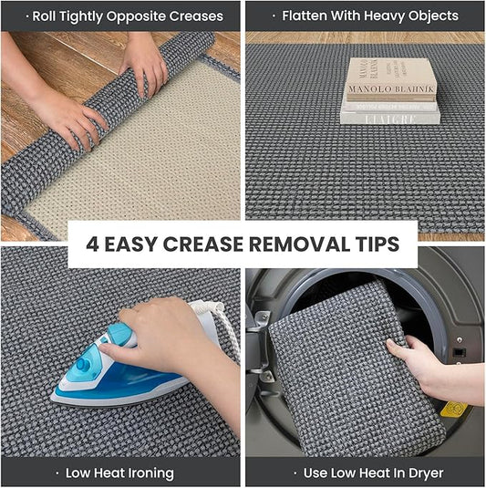 IOHOUZE Washable Exrea Long Hallway Runner Rug 3x18 Non Slip Rubber Backed Kitchen Runner Entryway Runner Indoor, Woven Rugs Floor Carpet for Kitchen Hall Entryway Stair, Dark Grey