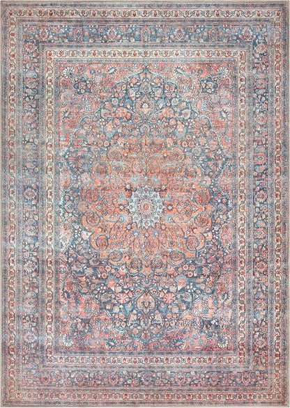 Bloom Rugs Washable Non-Slip 9' x 12' Rug - Multicolor Traditional Medallion Area Rug for Living Room, Bedroom, Dining Room, and Kitchen - Exact Size: 9' x 12'