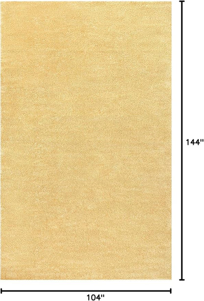 Eyely UES100B-9 Supersoft Haze Solid Low-Pile Indoor Area Rug Casual;Contemporary;Solid;Traditional, Bedroom, Kitchen, Living Room, Easy-Cleaning, Non-Shedding, 9 X 12, Mustard