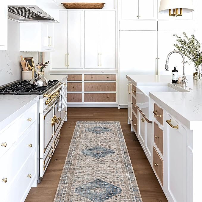 Washable Area Rug. Modern Farmhouse. Vintage. Turkish. Bohemian. Distressed. Oriental. Traditional. Rugs for Living Room. Dining. Bedroom. Office. Entryway. Foyer. (859NC, 2'5 x 9'8)