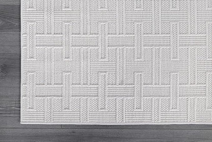 Micro Loop Indoor Rug White 5x7 Boho Geometric Neutral Area Rugs for Living Room Soft Luxury Modern Low and High Pile Durable Stain Resistant Non-Shedding Indoor Area Carpet 5 x 7