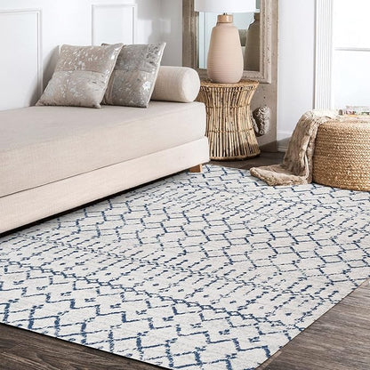 JONATHAN Y Boho Vintage Diamond Cream/Navy Indoor Area Rug 9X12 ft, Moroccan Hype for Living Room, Bedroom, Kitchen, Office, Easy-Cleaning, High Traffic, Pet-Friendly, Non-Shedding (MOH101F-9)