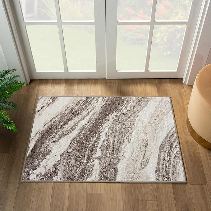 LUXE WEAVERS Lagos Collection 7983 Brown 2x3 Art Deco Geometric Area Rug