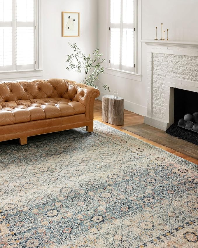 Loloi Jocelyn Collection JOC-04 Sky/Multi 5'-5" x 7'-6" .38" Thick Area Rug