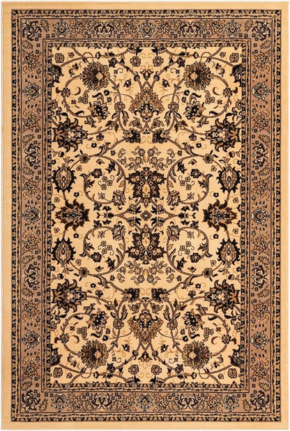 Unique Loom Sialk Hill Collection Area Rug - Washington (6' 1" x 9' Rectangle Ivory/Black)
