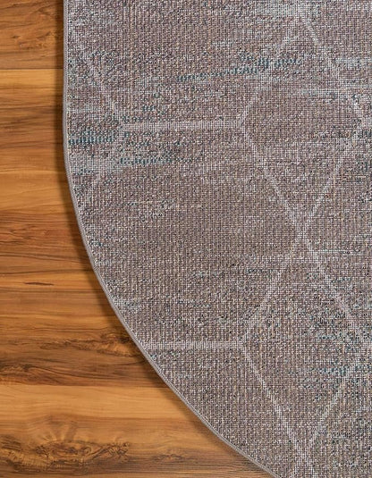 Unique Loom Trellis Frieze Collection Area Rug - Geometric (4' x 6' Oval, Blue Multi/ Ivory)