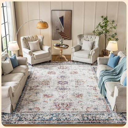 Istana Large Rug 9x12 - Multi Colors Living Room Rug Colorful - 12x9 Area Rug - Stain Resistant 12x9 Rugs for Living Room - Eco-Friendly Natural Fiber Rugs 9x12 - Large Boho Area Rug
