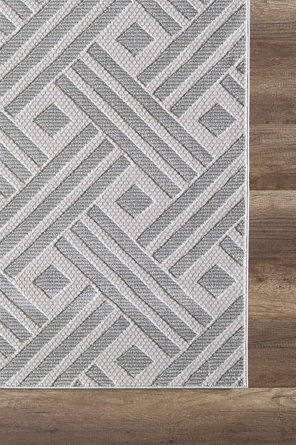 Abani Modern Grey Geometric Striped Chevron 5'3" x 7'6" Area Rug Rugs Nova Collection - Eclectic Pattern Accent Rug