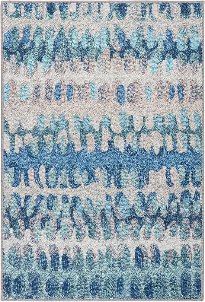 Dash and Albert Paint Chip Machine Washable Area Rug - 6' x 9' Blue - Geometric Accent Rug - Anti-Slip Backing, Lightweight, Machine Washable, High Traffic Areas Kitchen, Mudroom, Laundry Room