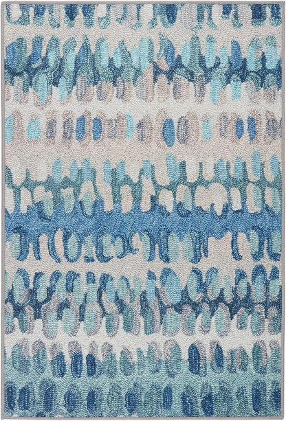 Dash and Albert Paint Chip Machine Washable Area Rug - 6' x 9' Blue - Geometric Accent Rug - Anti-Slip Backing, Lightweight, Machine Washable, High Traffic Areas Kitchen, Mudroom, Laundry Room