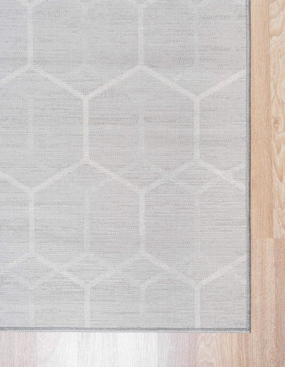 Rugs.com Lattice Trellis Collection Rug – 6 Ft Runner Gray Low-Pile Rug Perfect for Hallways, Entryways