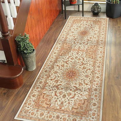 COMSLE Boho Runner Rug, 2' x 5' Washable Rugs for Hallway Faux Wool Small Kitchen Area Rug Distressed Throw Rug Non-Slip Laundry Room Rug Carpet Runner for Entryway Indoor Bedroom