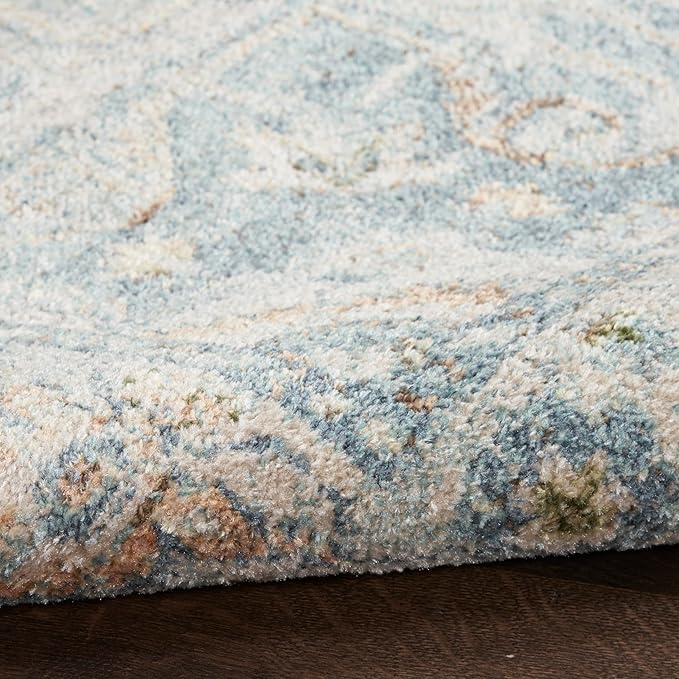 Nourison Home Astra Machine Washable Light Blue 5'3" x 7' Area Rug - Easy Clean, Non Shedding, Bed Room, Living Room, Dining Room, Kitchen (5' x 7')