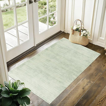 Sage Green Bathroom Rug,Non Slip Washable Boho Abstract Small Area Rug for Kitchen Bedroom Entryway,2x3,Light Green