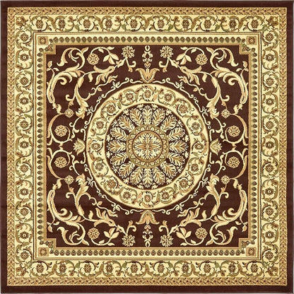 Unique Loom Versailles Collection Traditional Classic Medallion Floral Motif Area Rug (8' 0 x 8' 0 Square, Brown/ Ivory)