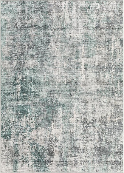 9x12 Area Rug Living Room Rugs - Washable Neutral Modern Abstract Soft Thin Large Rug Indoor Floor No Slip Rug Carpet for Bedroom Under Dining Table Home Office Decor - Green/Grey
