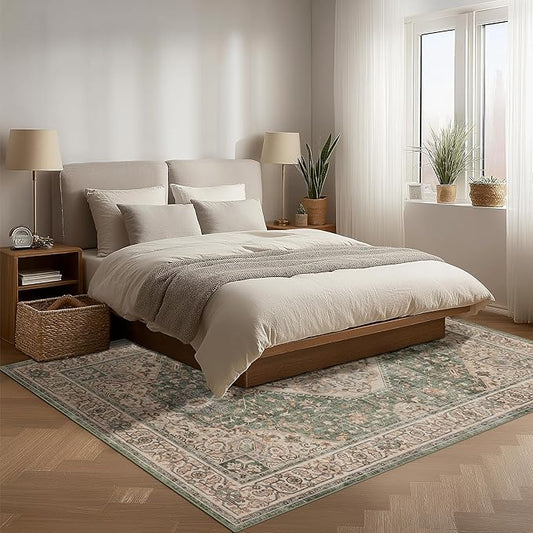Area Rug Non Slip Machine Washable Ultra Soft Living Room/Bedroom/Kitchen/Outdoor/Classroom Celadon, 5'×7'