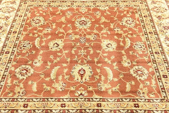 Unique Loom Voyage Collection Traditional Oriental Classic Intricate Design Area Rug (6' 0 x 6' 0 Square, Terracotta/Ivory)