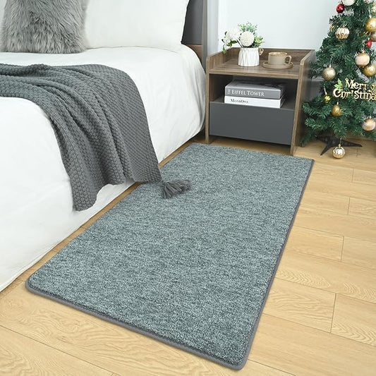 AROGAN Small Washable Area Rugs for Bedroom, 2×4 Runner Rug with Memory Foam for Hallway, Non Slip Fluffy Carpet Indoor Rug Runner for Kitchen, Bedside, Entryway Bathroom Home Decor, Grey