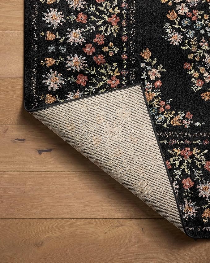 Loloi Rifle Paper Co. Laurel Collection LAU-02 Black 2'-8" x 4' Accent Rug