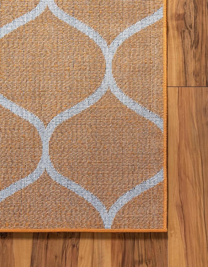Rugs.com Lattice Frieze Collection Rug – 2' x 8' 8 Runner Orange Medium Rug Perfect for Living Rooms, Large Dining Rooms, Open Floorplans
