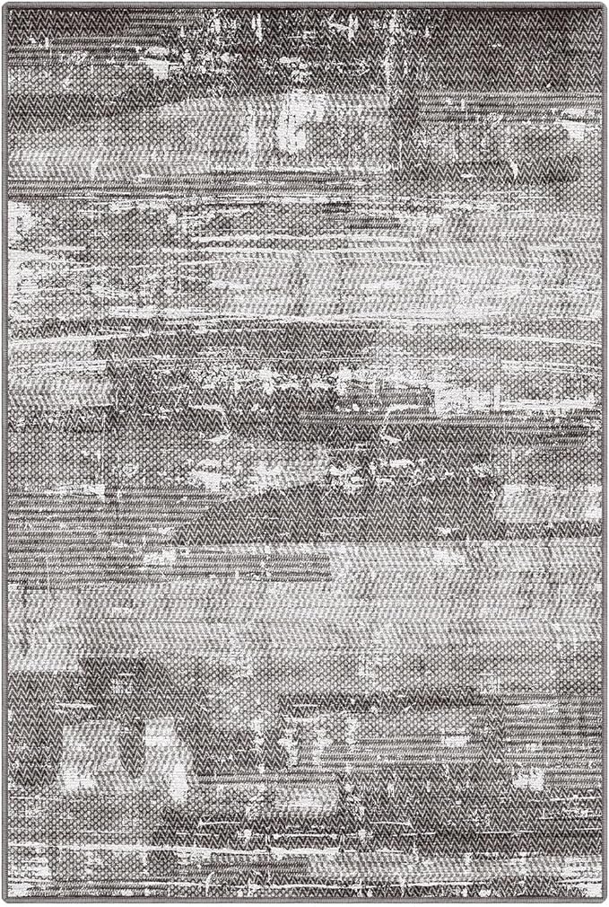 LUMI Washable Area Rug 5x8 for Living Room, Ultra Soft Stain Resistant Carpet with Non Slip Rubber Backing, Non-Shedding Low Pile Rugs for Bedroom, Dining Room, Indoor, Office
