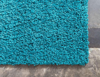 Unique Loom Solid Shag Collection Area Rug (6' 1" x 9' Rectangle, Deep Aqua Blue)