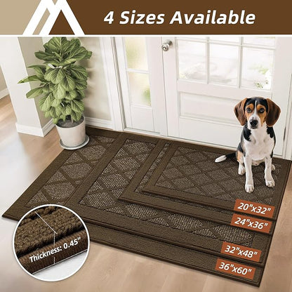 COSY HOMEER Non-Slip Door Mat 32"x48", Entryway Rugs Low Profile Absorbent Dirt Trapper Doormat for Front Entrance, Washable Polypropylene Entry Mat (Dark Brown)
