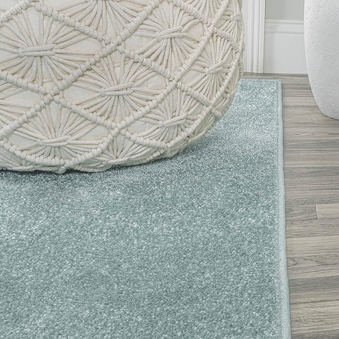 JONATHAN Y Haze Solid Low-Pile Aqua Blue Runner Rug 2x12, Coastal,Bohemian,Minimalist,Classic, Easy-Cleaning for Living Room,Bedroom,Kitchen,Pet Friendly,Non-Shedding (SEU100S-212)
