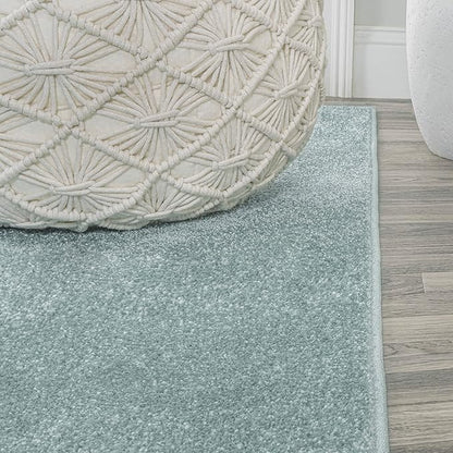 JONATHAN Y Haze Solid Low-Pile Aqua Blue Indoor Area Rug 8x10, Coastal,Bohemian,Minimalist,Classic, Easy-Cleaning for Living Room,Bedroom,Kitchen,Pet Friendly,Non-Shedding (SEU100S-8)