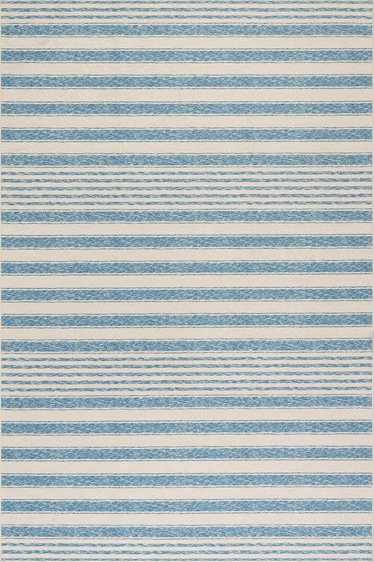 Dash & Albert Vion Blue Machine Washable Rug, 2 X 3 Feet, Blue/Grey Stripe Pattern