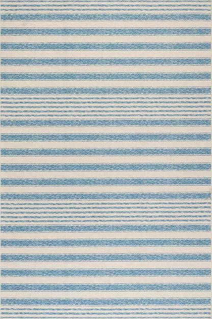 Dash & Albert Vion Blue Machine Washable Rug, 3 X 5 Feet, Blue/Grey Stripe Pattern
