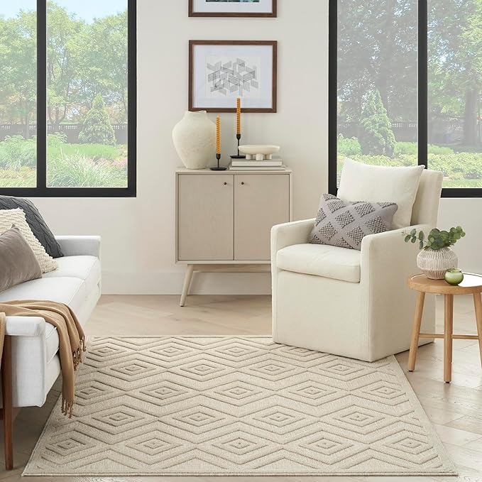 Nourison Home Versatile Cream 5' x 7' Area Rug - Easy Clean, Non Shedding, Bed Room, Living Room, Dining Room, Kitchen (5' x 7')