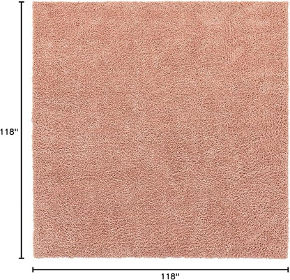 Unique Loom Davos Shag Collection Area Rug - Solid (9' 10" Square, Dusty Rose)