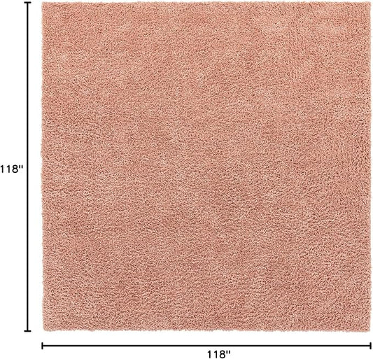 Unique Loom Davos Shag Collection Area Rug - Solid (9' 10" Square, Dusty Rose)