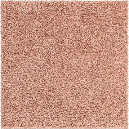 Unique Loom Davos Shag Collection Area Rug - Solid (5' 1" Square, Dusty Rose)