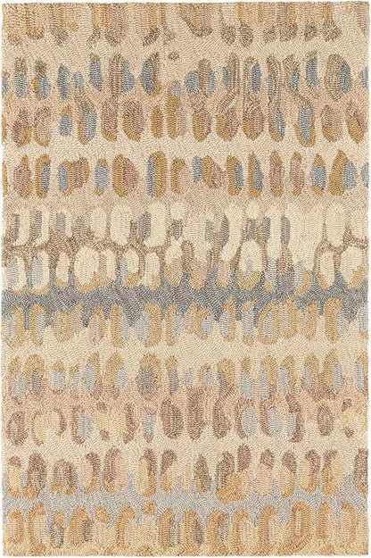 Dash and Albert Paint Chip Wool Area Rug - 6' x 9' Neutral Graphic Hand Micro Hooked Accent Rug - Durable, High Traffic Areas Hallway, Living Room, Stairs