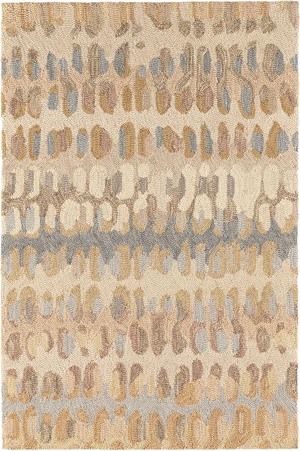 Dash and Albert Paint Chip Wool Area Rug - 3' x 5' Neutral Graphic Hand Micro Hooked Accent Rug - Durable, High Traffic Areas Hallway, Living Room, Stairs