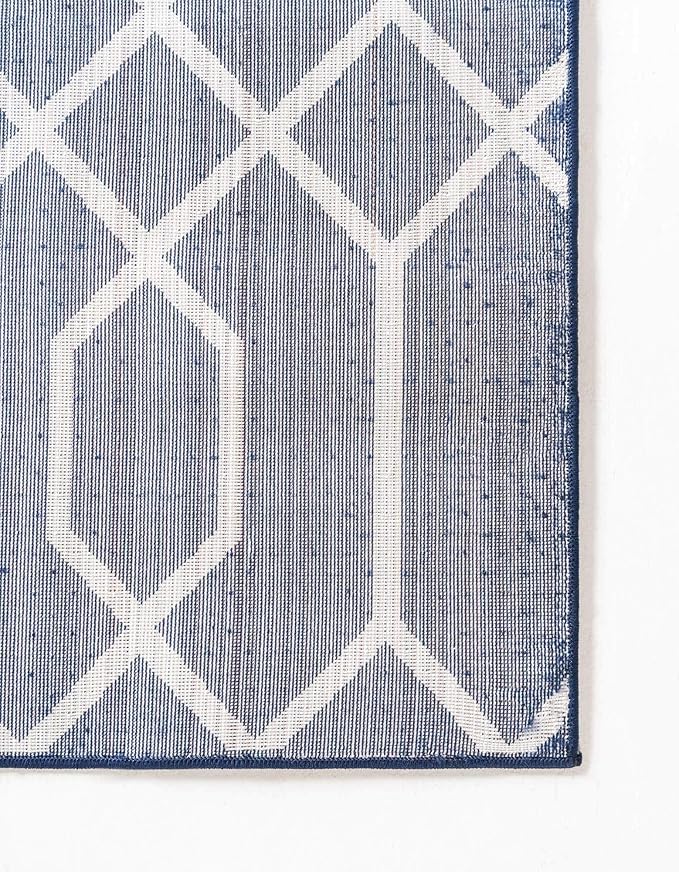 Unique Loom Marilyn Monroe Glam Collection Area Rug - Trellis (10'x 13' Rectangle, Navy Blue Silver/ Silver)